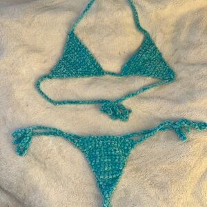 Handmade Blue Soft Crochet Bikini Set